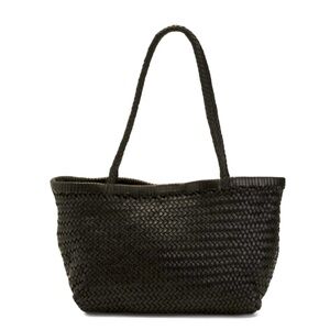 Woven leather tote